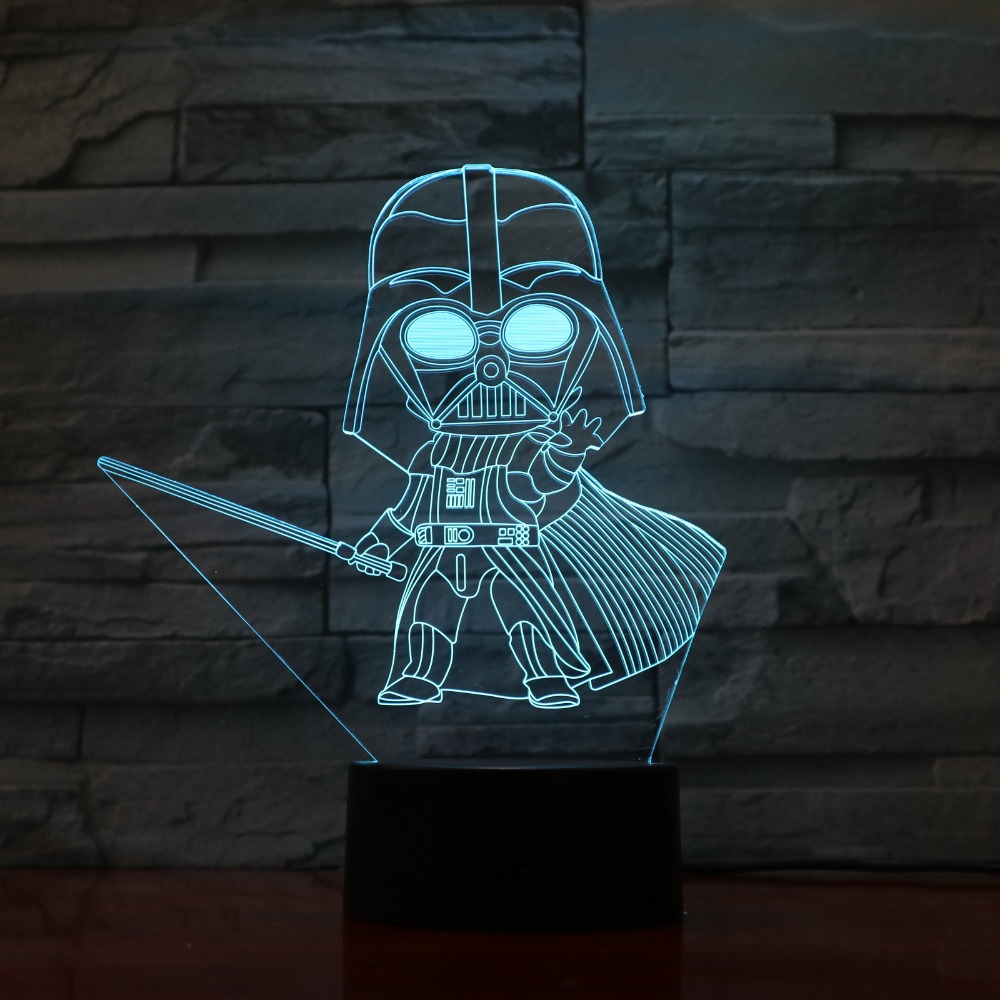 Cartoon Darth Vader 3D Optical Illusion Table Light Mood Lamp Touch Remote Control 7 Colors Home Light Party Decor Kids Gift