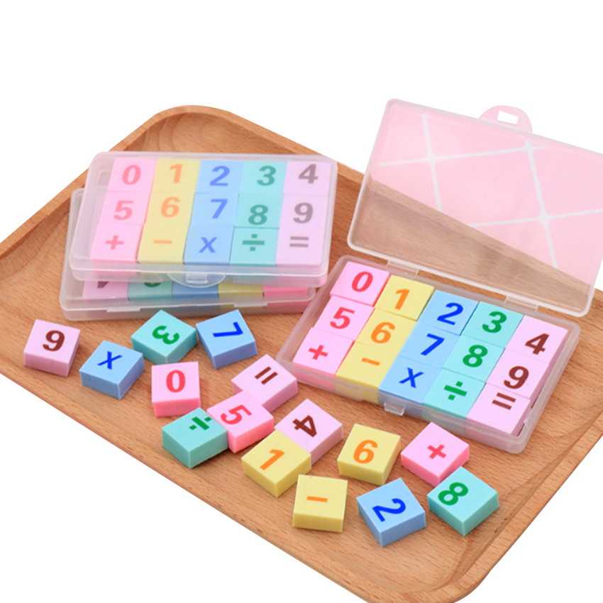 15pcs/pack Delight Digital Addition And Subtraction Boxed Eraser Clean School Student Kids Like Gift