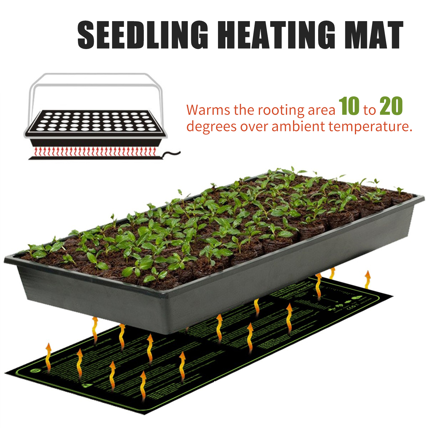 17.5W Seedling Heating Mat Durable Waterproof Flowers Fruits Vegetables Digital Heater for Indoor Home Gardening Seed Starter