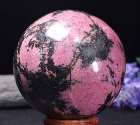 Natural Large Pink And Black Rhodonite Crystal Sphere/Pink Rhodonite Stone