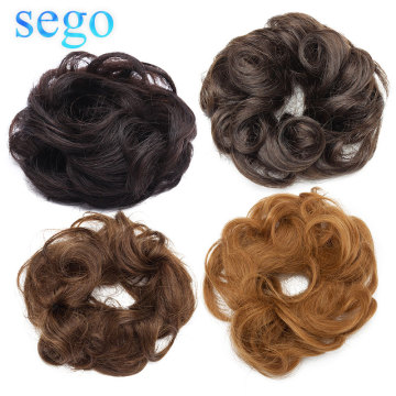 SEGO 23g 100% Real Human Hair Curly Chignon Hairpiece For Women Natural Color Non-Remy Donut Extension Ponytails Brazilian Hair