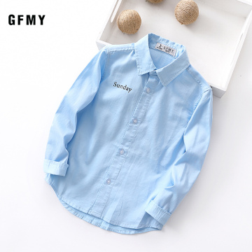 GFMY 2020 Spring Autumn 100% Cotton Full Sleeve letter white Blue Green boy Shirt 4T-14T Kid Casual Clothes 9100