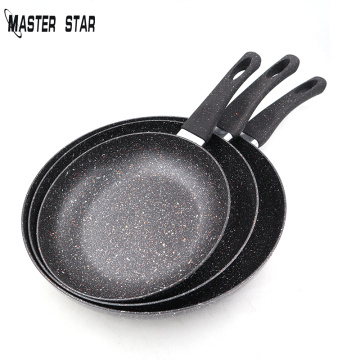 Master Star 20/24/28cm Fry Pan Set Black Frying Pan Granite Coating Pan Steak Egg Skillet Non-stick Gas Cooker