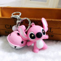 Cartoon cute bell Stitch Keychains Women Creative led luminous sound doll keychain couple key chains car bag keyring pendant