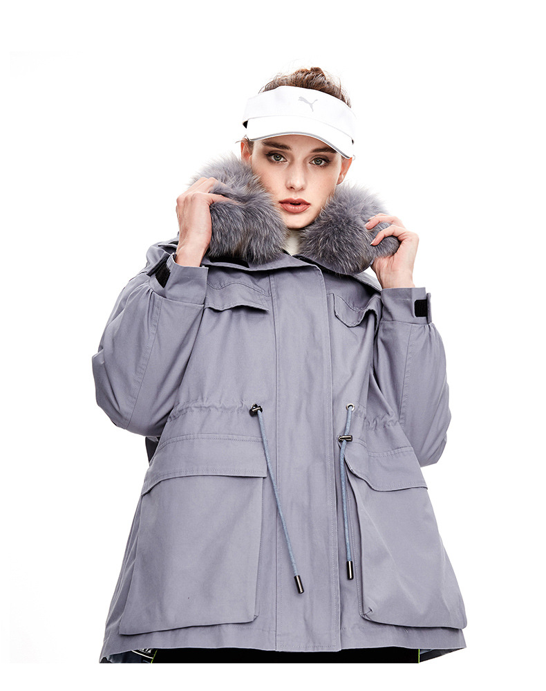 Winter Clothing Ladies Solid Color Loose Parka Jacket