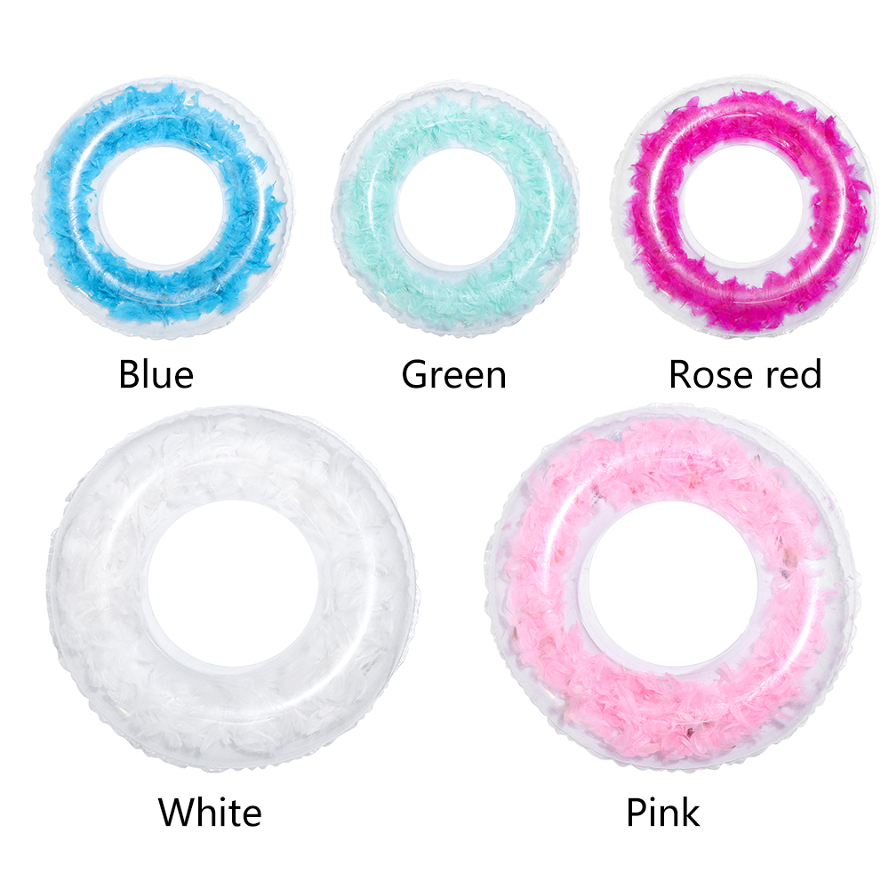 1PC Transprent PVC Feather Swim Ring Summer Inflatable Swimming Pool Floating Mattress Safety Float Circle Water Raft Accessory