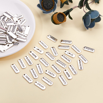 80Pcs/Set Inspirational Word Alloy Label Metal Labels For Garment Bags DIY Sewing Tags Clothes Jewellery Decoration Accessories