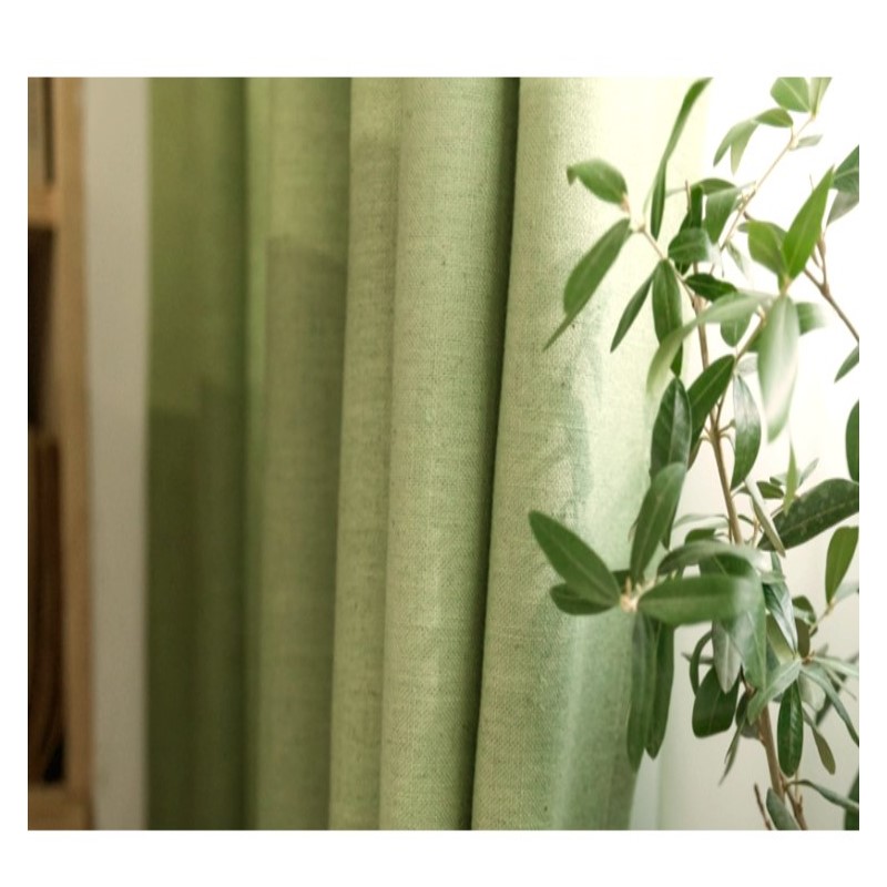 Linen semi shad curtain cloth ramie curtain Japanese Nordic style pure cotton linen curtain modern simple Chinese custom curtain