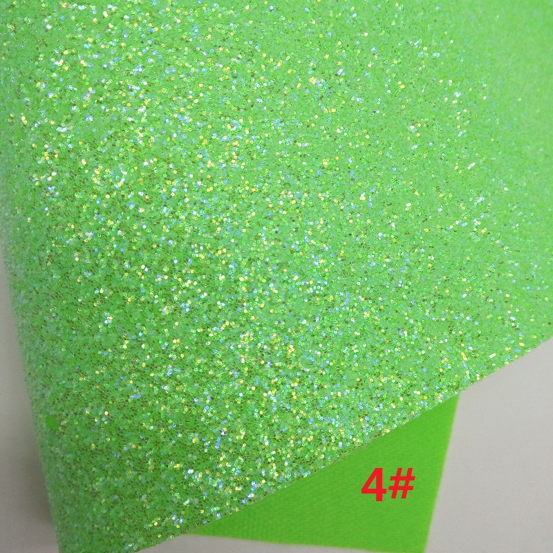Green Glitter Leather, Flowers Candy Printed Synthetic Leather Fabric Sheets For Bow A4 21x29CM Twinkling Ming KM062