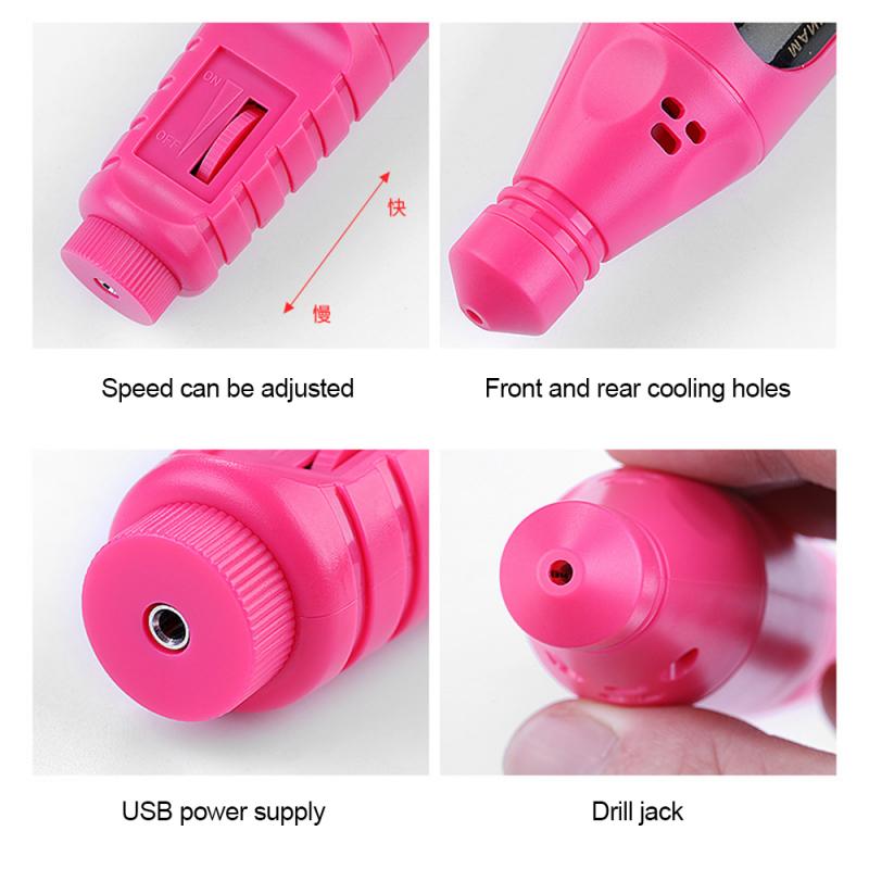 1Set Electric Nail Drill Machine Kit USB Charging Manicure Machine &Manicure Ceramic Nail Drill Bits Milling Cutter Nail Art Pen