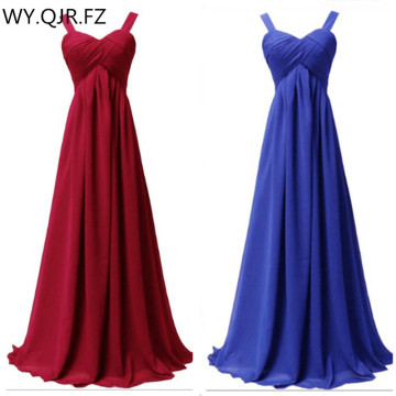 QNZL1089J#Spaghetti Straps wine red Chiffon lace up long Bridesmaid Dresses new summer 2019 host bride married prom party dress