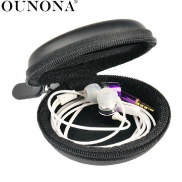 OUNONA Zippered Hand Round Carrying Case Storage Hard Bag Organizer for Earphone /Headphone /iPod /MP3