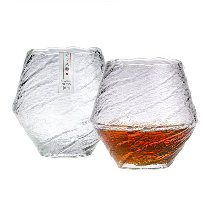 Japan EDO Blowing Snow Artwork Whiskey Neat Glass Wood Gift Box Niche Liquor XO Whisky Crystal Wine Glass Cognac Brandy Snifter