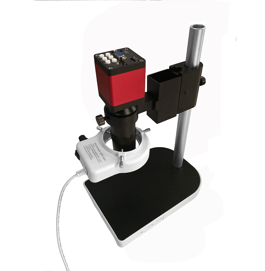 Digital HDMI VGA Industrial Microscope Camera video Microscope sets HD 13MP 60F/S+130X C mount lens+LED ring Light +metal stand
