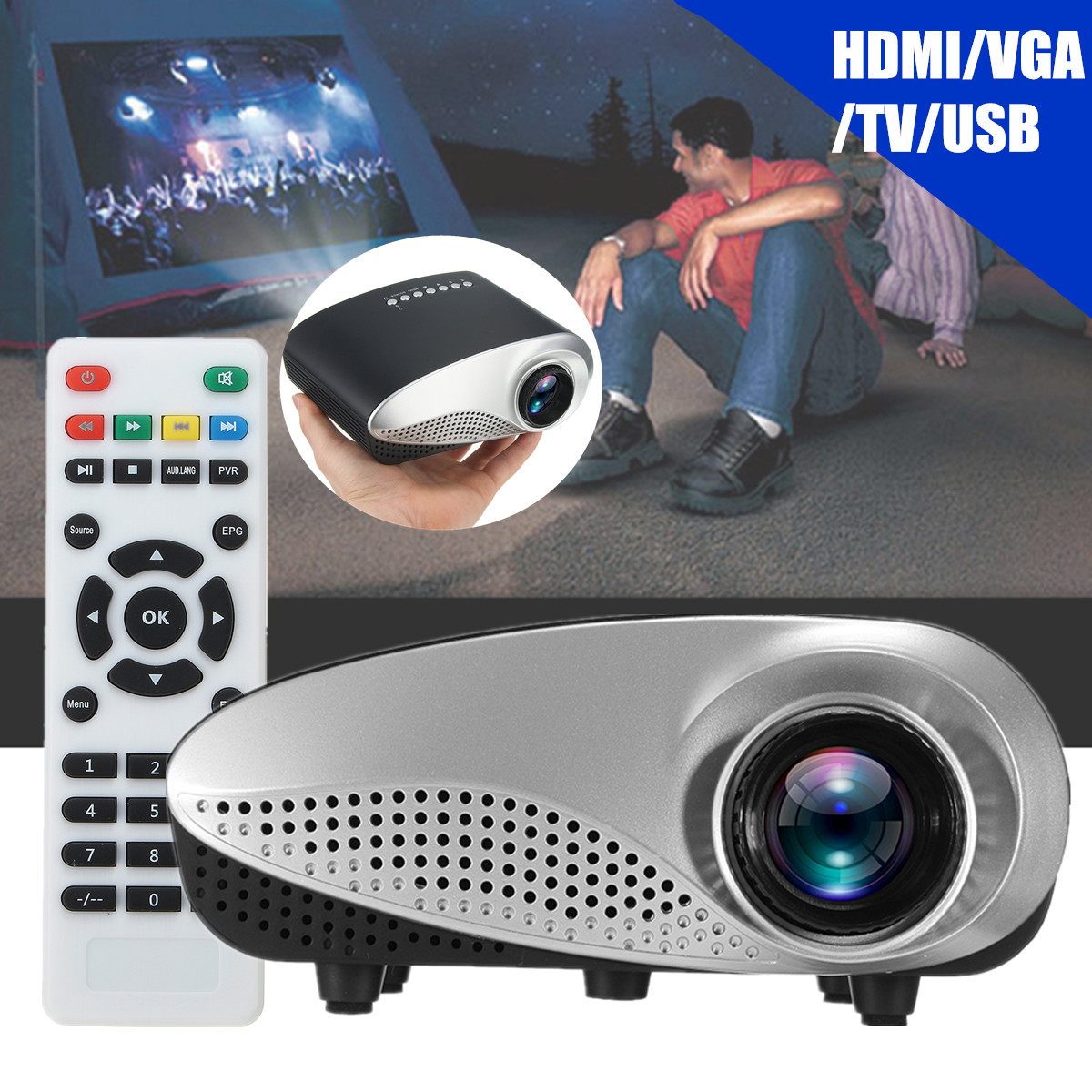 Portable Mini Projector HD USB Audio Children Home Theater LED Multimedia Wired Projector Home Cinema Media Video Playe