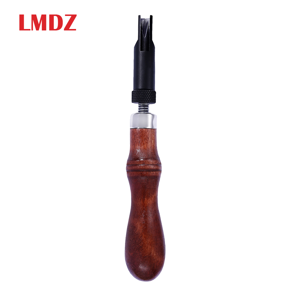 LMDZ Wood Handle Durable V Type Push Grooving Device Adjustable Handle Groover Craft Gouge Tools Sewing Leather Craft Tools