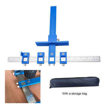 Hole Punch Locator Jig Tool Drill Guide Sleeve for Drawer Hardware Dowel Wood Drilling Punching Ruler 0-250MM Metric and Inch