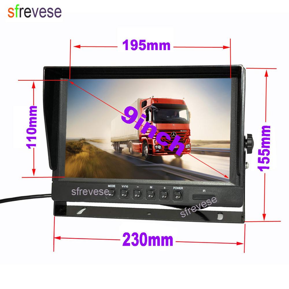 9" IPS HD SD DVR Recording 2CH Split 4Pin Car Rear View Monitor + 2x Waterproof AHD 1080P Reversing Backup Camera For Bus Truck