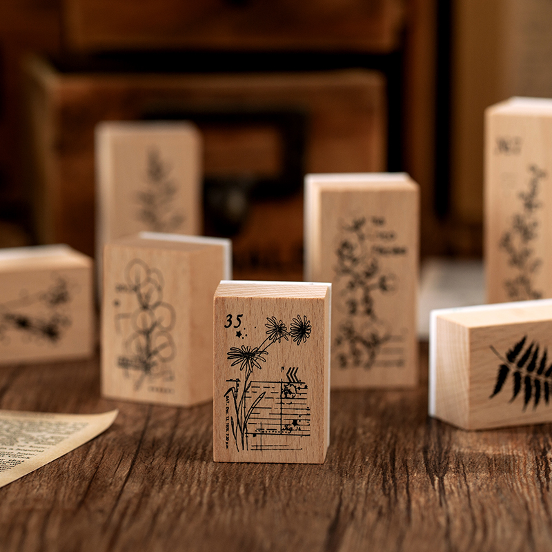 Retro Plant grass series decoration stamp Eucalyptus wooden rubber stamps for scrapbooking stationery DIY craft standard seal