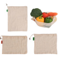 Eco-friendly Reusable Natural Cotton Mesh Bags Fruits Vegetables Storage Bag Home Kitchen Food Bag Washable for Travel Shopping