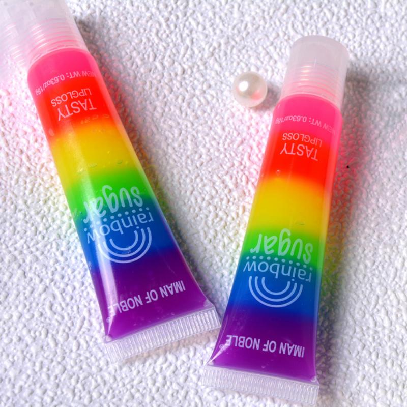 1PC Rainbow Sugar Tasty Lip Gloss Transparent Lip Gloss Clear Oil Sexy Cute Fruit Lip Balm Liquid Lipstick Moisturizing TSLM1