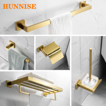 Bathroom Hardware Set,SUS304 Stainless Steel Bathroom Hardware Set Brushed Gold Bathroom Hardware, Gold Bathroom Towel Rack