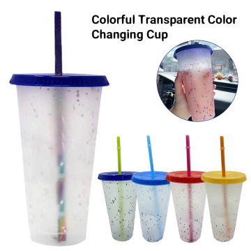 5pcs 700ML Magical Color Change Cups Colorful Cold Water Color Changing Tumbler Coffee Cup Mug Water Bottles With Straws