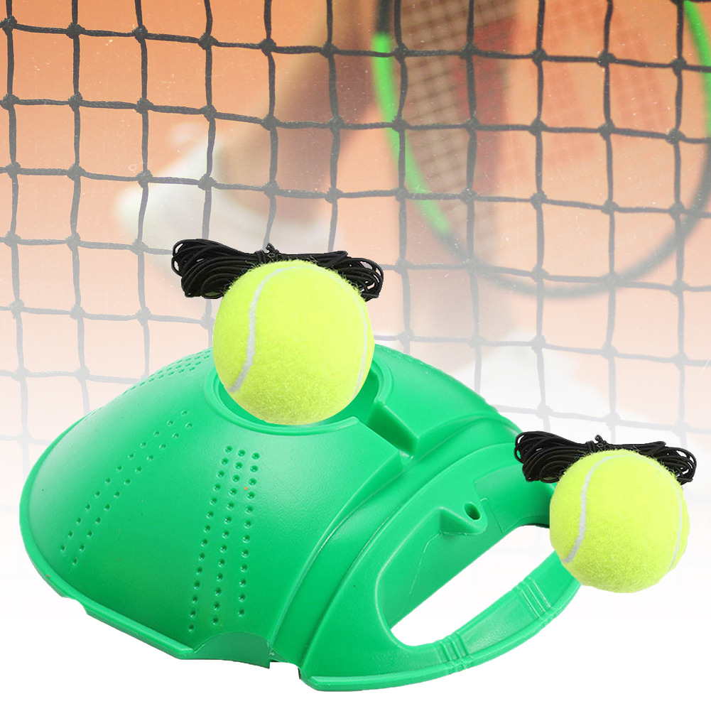 Single Tennis Rebound Ball Trainer Self-study Practice Base with 2 Ball Exercise Sport Sparring Device Tennis Training Equipment