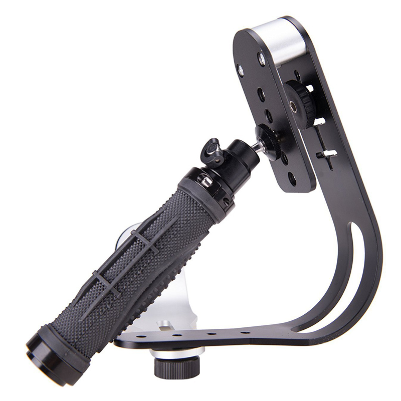 Mini Handheld Camera Stabilizer Alloy Aluminum Video Steadicam Black Holder + Phone Clip for Canon Nikon Sony Sport Camera DSLR