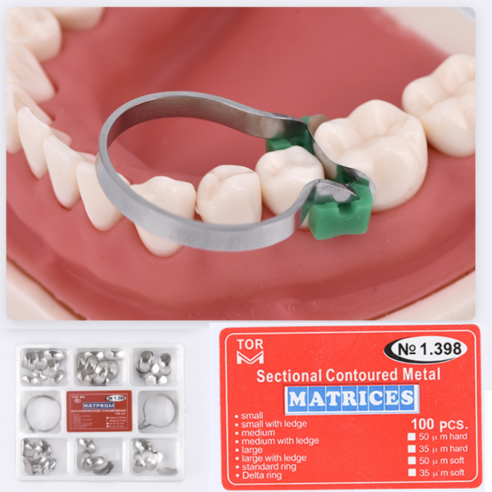 100 pcs/box Dental Sectional Contoured Matrices Matrix Bands stuck S/M/L Dental Matrix Sectional