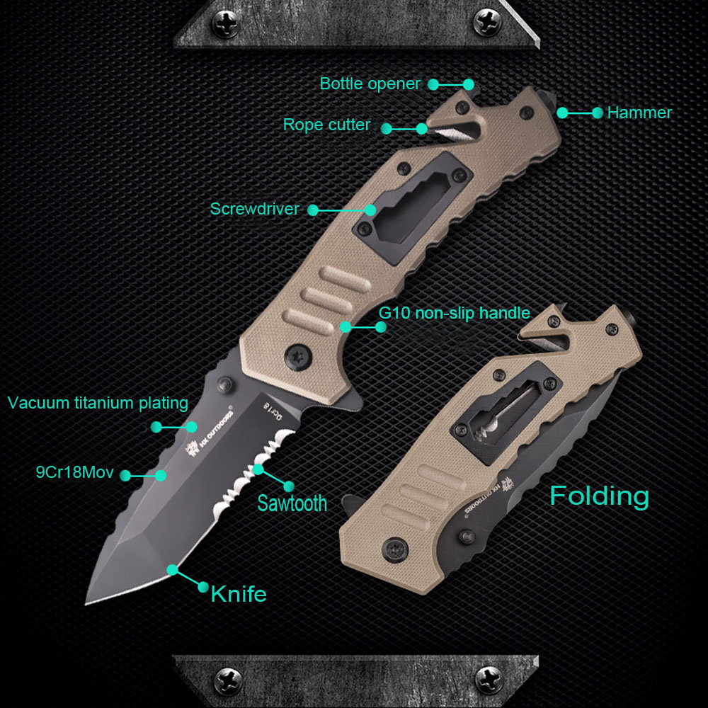 King Sea Folding Knife and Tactical Axe Set G10 Handle Multifuntional Tactical Knife and Weapon Camping Axe Tomahaw Axe set
