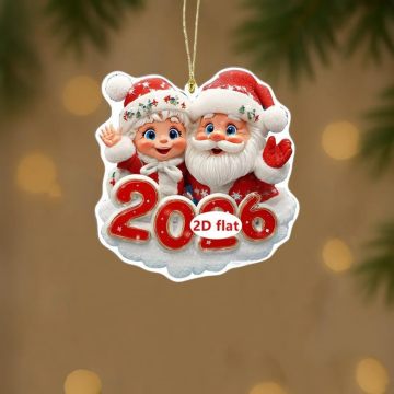 Santa Couple Acrylic Christmas Ornament Set