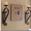 European Style Wrought Iron Candle Holder Shelf Classic Design Wall Hanging Candle Holder for Home Decoration