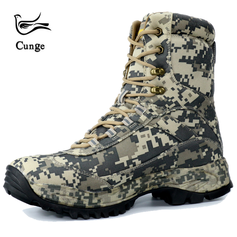 CUNGEL tactical Military combat hiking boots waterproof hiking shoes Men boots leather shoes hunting Boots Sport Travel shoes