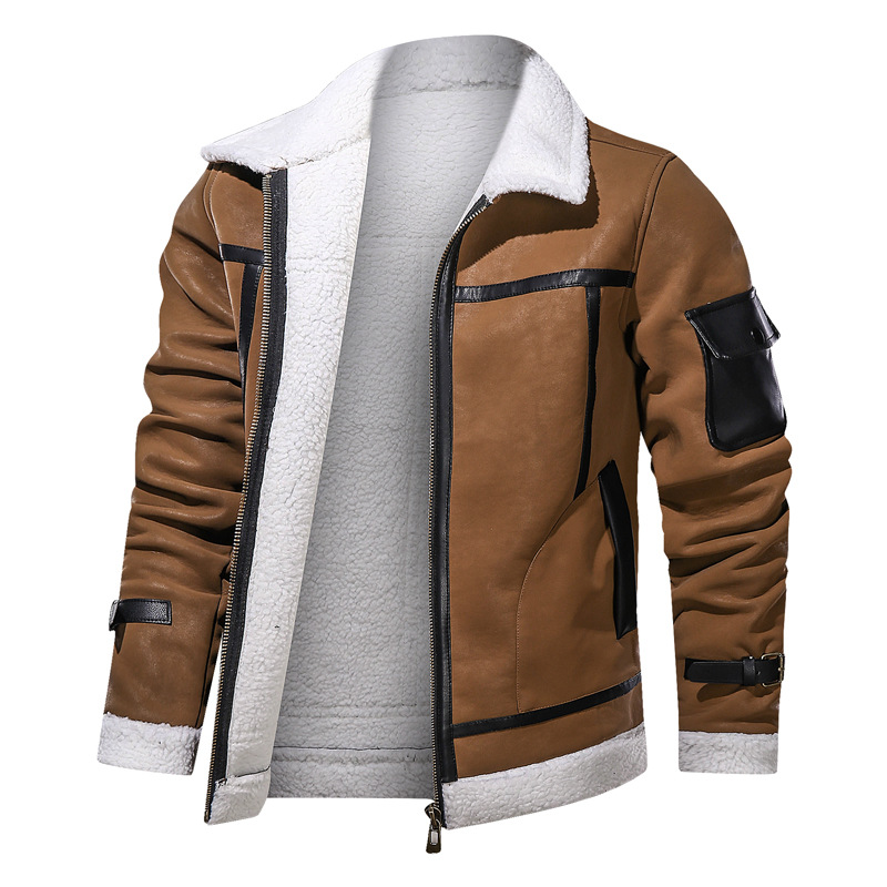 2020 New Plus Velvet Leather Jacket Men Large Size Casual Lapel Solid Color Winter Jacket Men Fashion Pu Warm Thick Men's Jacket