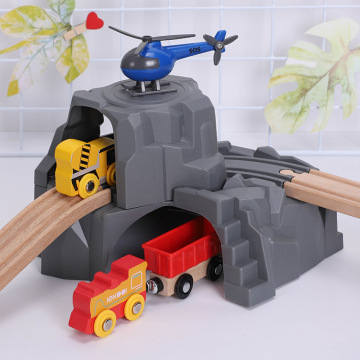 Plastic Grey Simulation Double-layer Tunnel Cave Compatible Thomas Biro Wooden Train Track Railway Slot Toys for Children Gifts