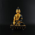 Auspicious Triratna Buddha Statue Resin Coloured Drawing Figurine 21cm Amitabha Figure of Buddha Solemn Temple