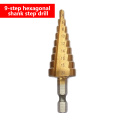 HSS Step Drill Bit Set Titanium Coated 3-12/13 4-12/20/22mm Cone Hole Cutter 1/4'' Hex Shank Core Drill Bits For Metal Wood