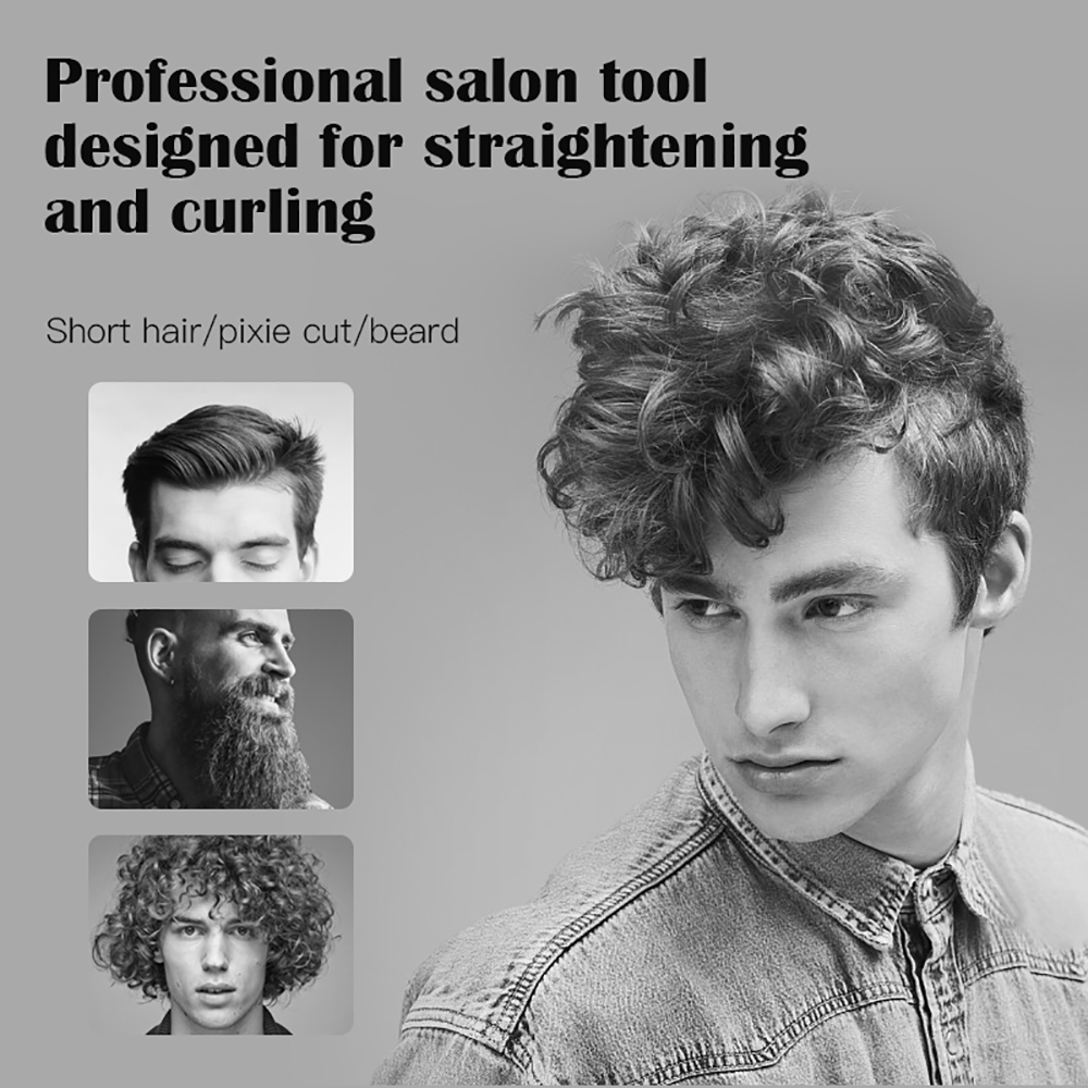 New 2 in 1 Professional Flat Iron for Short Hair Curling Iron hair curler LED Hair Straightener Ceramic Beard Hair Straightener