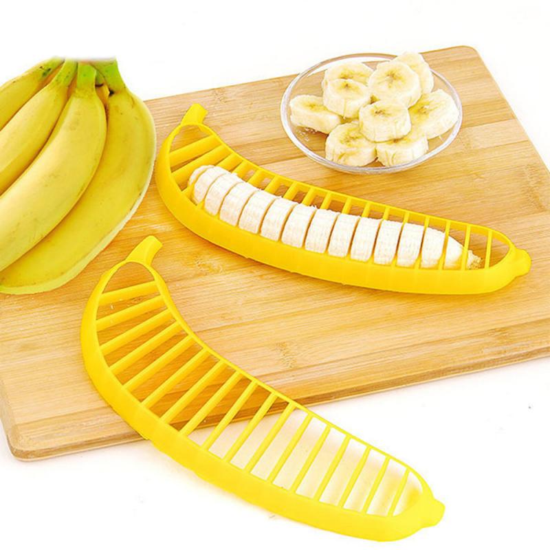 Kitchen Accessories Fruit Vegetable Tools Plastic Banana Slicer Cutter Chopper Shredder Fruit Sausage Cereal Cutter Salad Maker