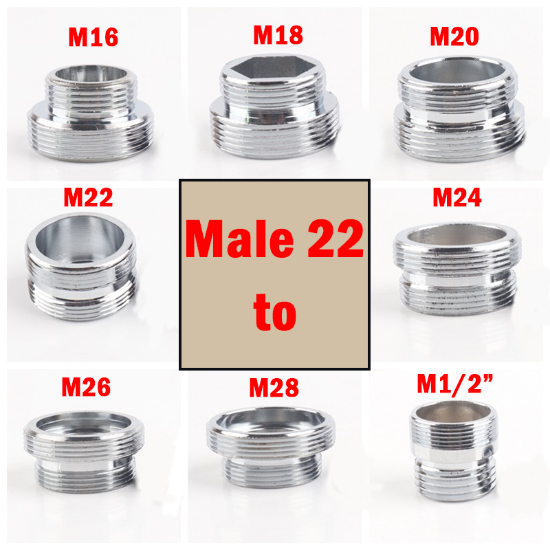 2pcs/Lot M22 to M20 M18 M28 Thread Stainless Steel Connector Faucet Joints Water Purifier Accessory Kitchen Water Tap Adapter