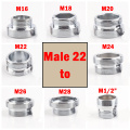 2pcs/Lot M22 to M20 M18 M28 Thread Stainless Steel Connector Faucet Joints Water Purifier Accessory Kitchen Water Tap Adapter