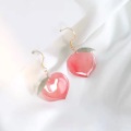 New European and American Lady Earrings Fruit Fashion Long Ear Nail Honey Peach Acrylic Earrings Pink Peach Drop Earrings Dangle