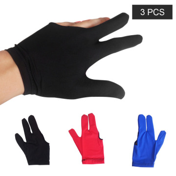 3 PCS Absorbent Billiard Gloves Three Fingers Spandex Cue Sport Glove Left Right Hand Billiard Cue Shooter Glove