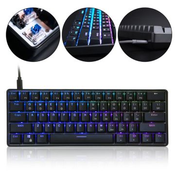 GK61 61 Key Mechanical Keyboard USB Wired LED Backlit Axis Gaming Mechanical Keyboard For Desktop Drop Shipping