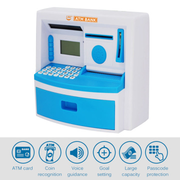 Electronic ATM Bank Toy Multifunctional Money Saving Box with Voice Guidance LCD ATM Card Alarm Clock Children Gift Present