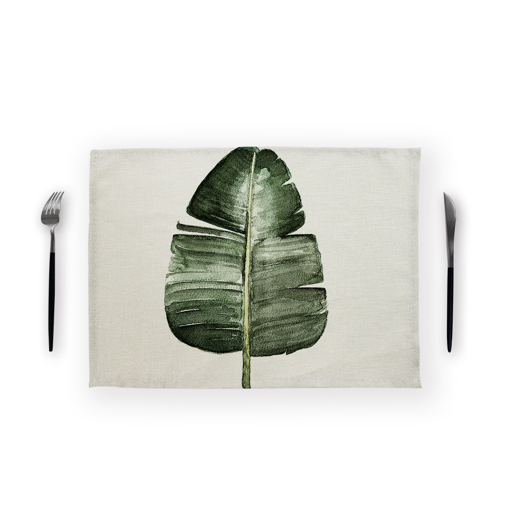 Green Leaf Decoration Table Mats Cloth Napkin Wedding 43*32Cm Table Napkins Banana Leaf Linen Print Serviette Home Table Napkin