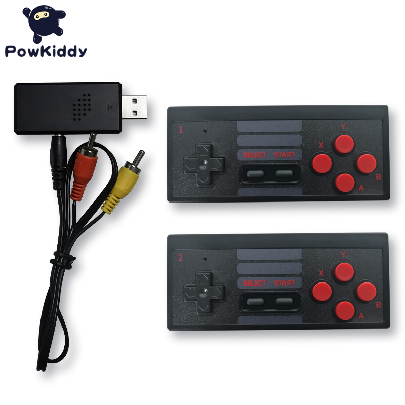 POWKIDDY PK-04 AV Version Video Game Console TV Stick Built-in 620 8-Bit FC Game Wireless Dual Controller Children's Cheap Gift