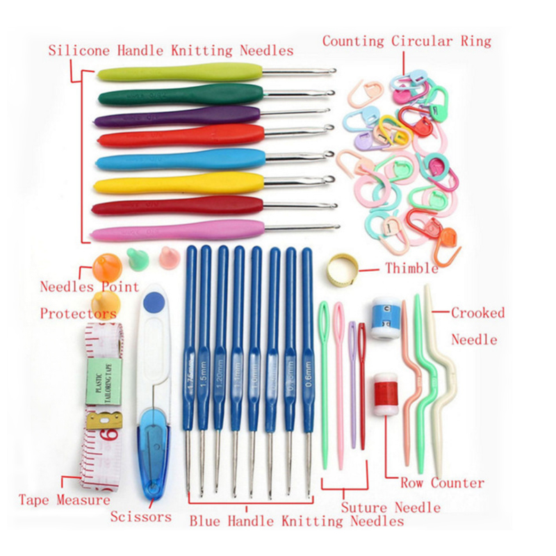 16Pcs Crochet Hooks Needles Stitches Knitting Kit Craft Case Wool Crocheted Set Weaving Tools Embroidery Knitting Sewing Tools