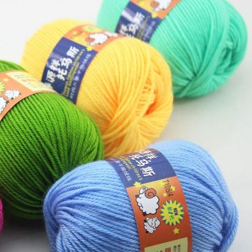 High Quality 50g/ball 135 metre Cheap Knitting Yarn China Crochet Organic Baby Wool Yarns Skein Eco-Friendly Dye